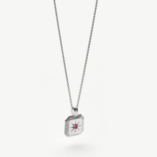 Star Ridge Birthstone Pendant Necklace - Pink Tourmaline/October Necklaces Missoma