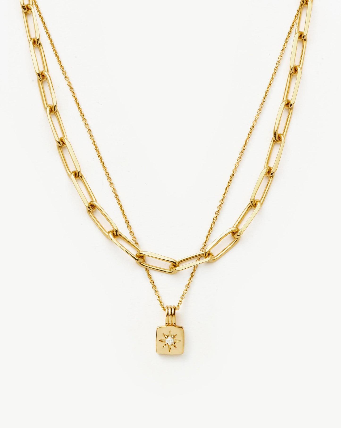 Star Ridge & Paperclip Chain Necklace Set | 18ct Gold Vermeil Cubic Zirconia Necklaces Missoma