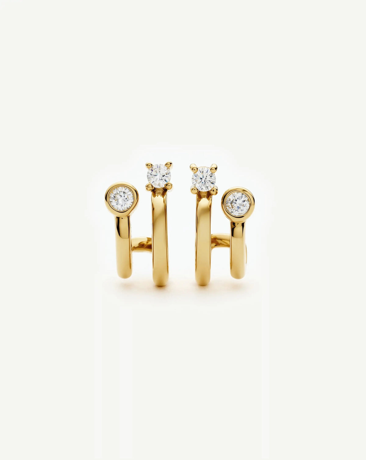Stone Double Huggie Earrings | 18ct Gold Plated/Cubic Zirconia Earrings Missoma