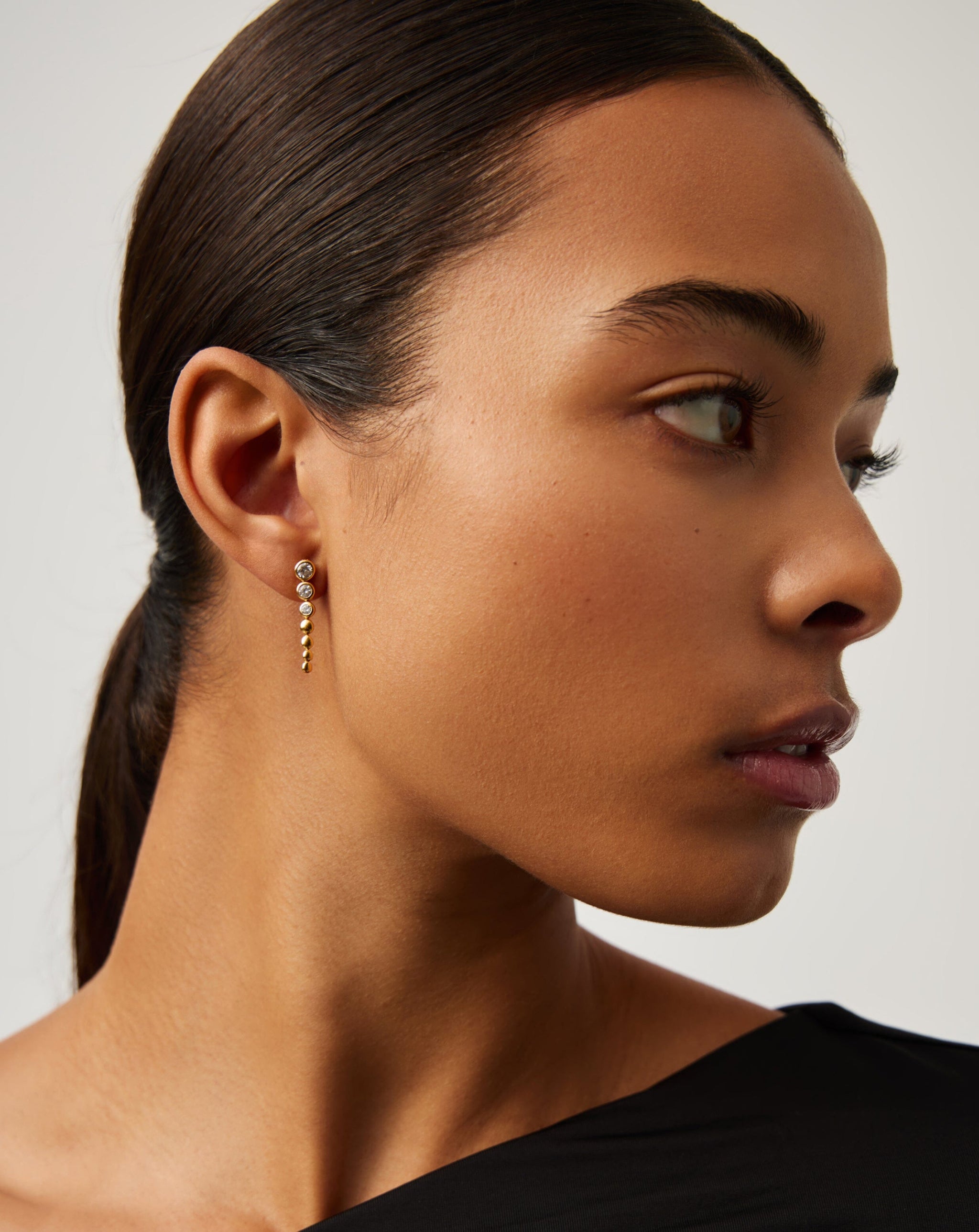 Tennis Beaded Stone Drop Stud Earrings | 18ct Gold Vermeil/Cubic Zirconia Earrings Missoma