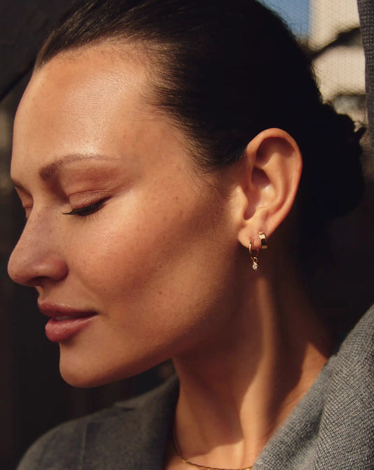 Tennis Charm Mini Hoop Earrings | 18ct Gold Vermeil/Cubic Zirconia Earrings Missoma