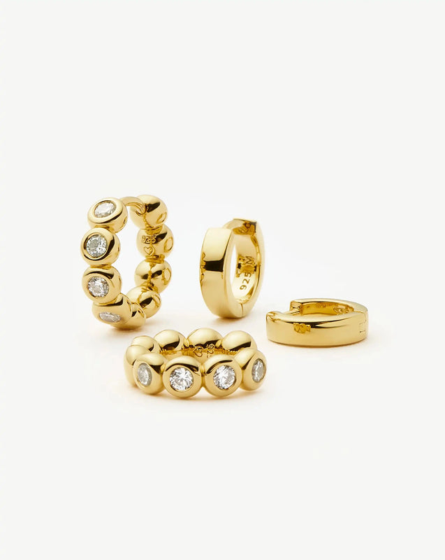 Tennis & Chubby Hoop Earring Set | 18ct Gold Vermeil