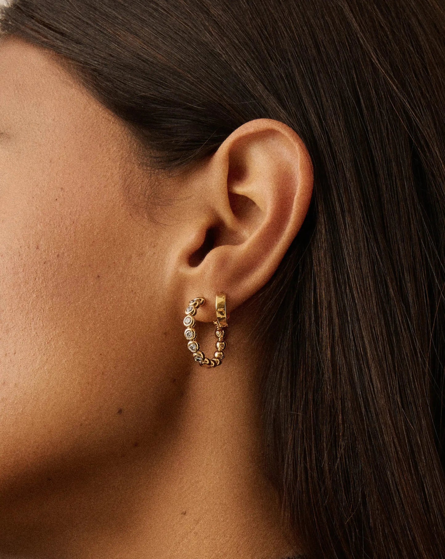 Tennis Classic Hoop Earrings | 18ct Gold Plated/Cubic Zirconia Earrings Missoma