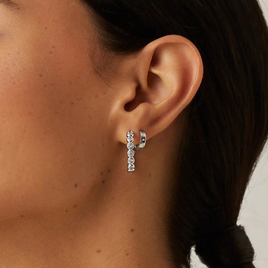Tennis Classic Hoop Earrings | Silver Plated/Cubic Zirconia Earrings Missoma