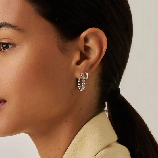 Tennis Classic Hoop Earrings | Silver Plated/Cubic Zirconia Earrings Missoma
