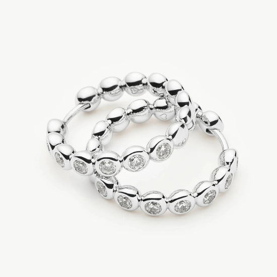 Tennis Classic Hoop Earrings | Silver Plated/Cubic Zirconia Earrings Missoma
