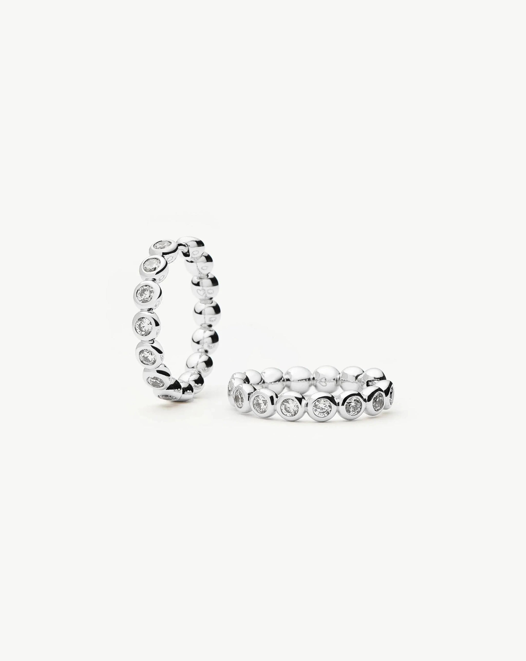 Tennis Classic Hoop Earrings | Silver Plated/Cubic Zirconia Earrings Missoma