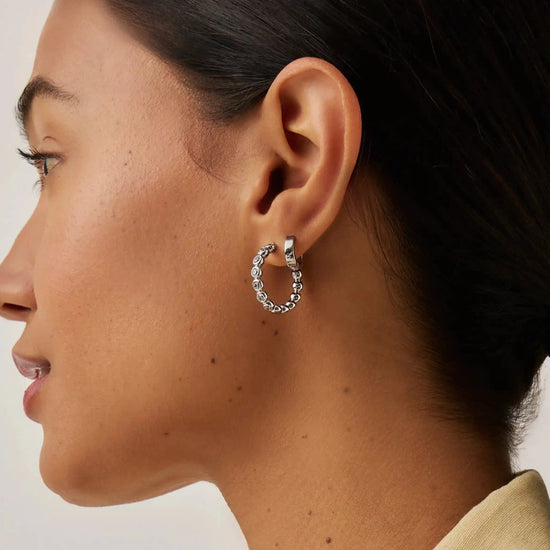Tennis Classic Hoop Earrings | Silver Plated/Cubic Zirconia Earrings Missoma