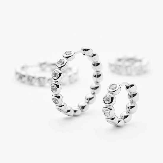 Tennis Classic Hoop Earrings | Silver Plated/Cubic Zirconia Earrings Missoma