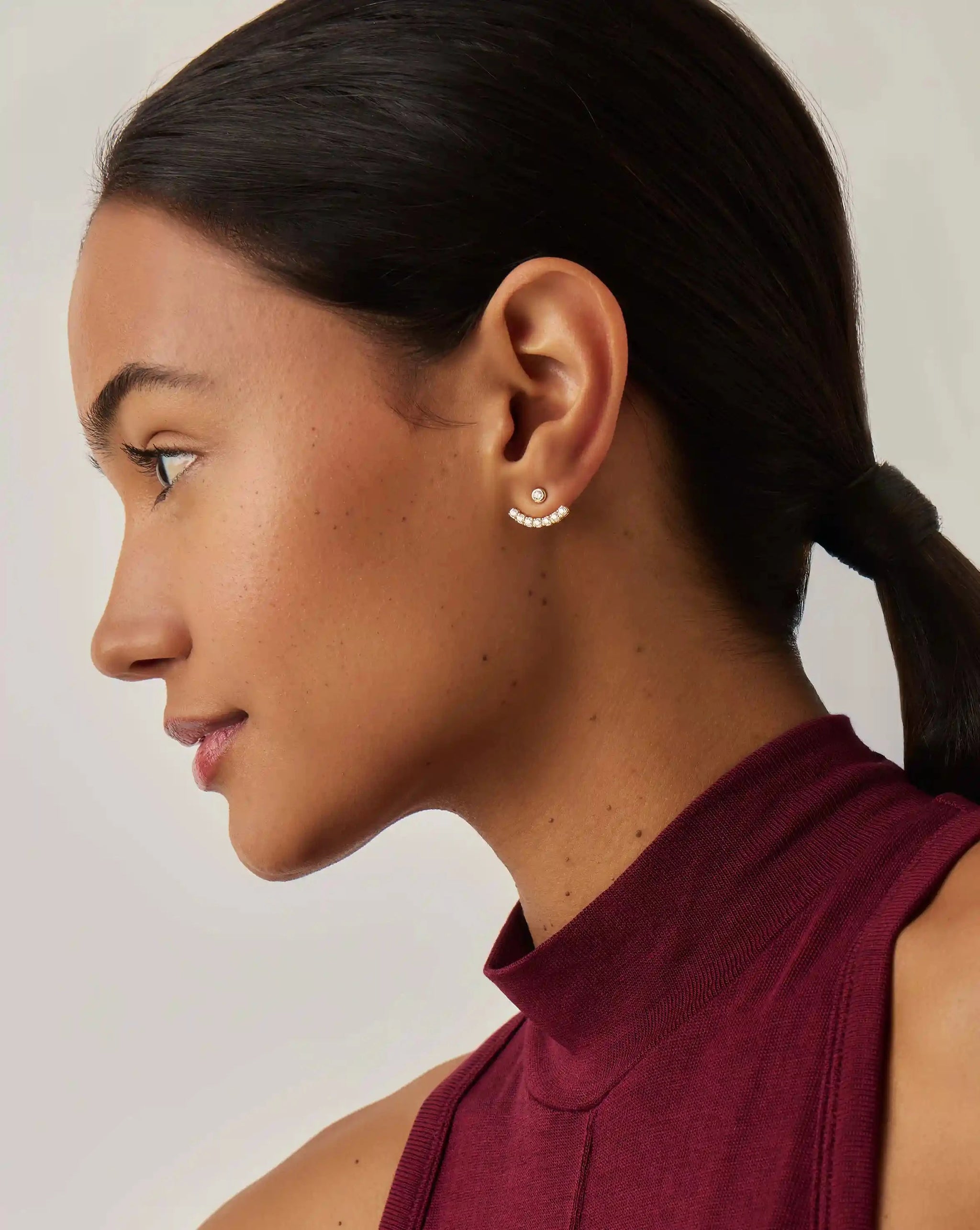 Tennis Ear Jacket Stud Earrings | 18ct Gold Vermeil/Cubic Zirconia Earrings Missoma