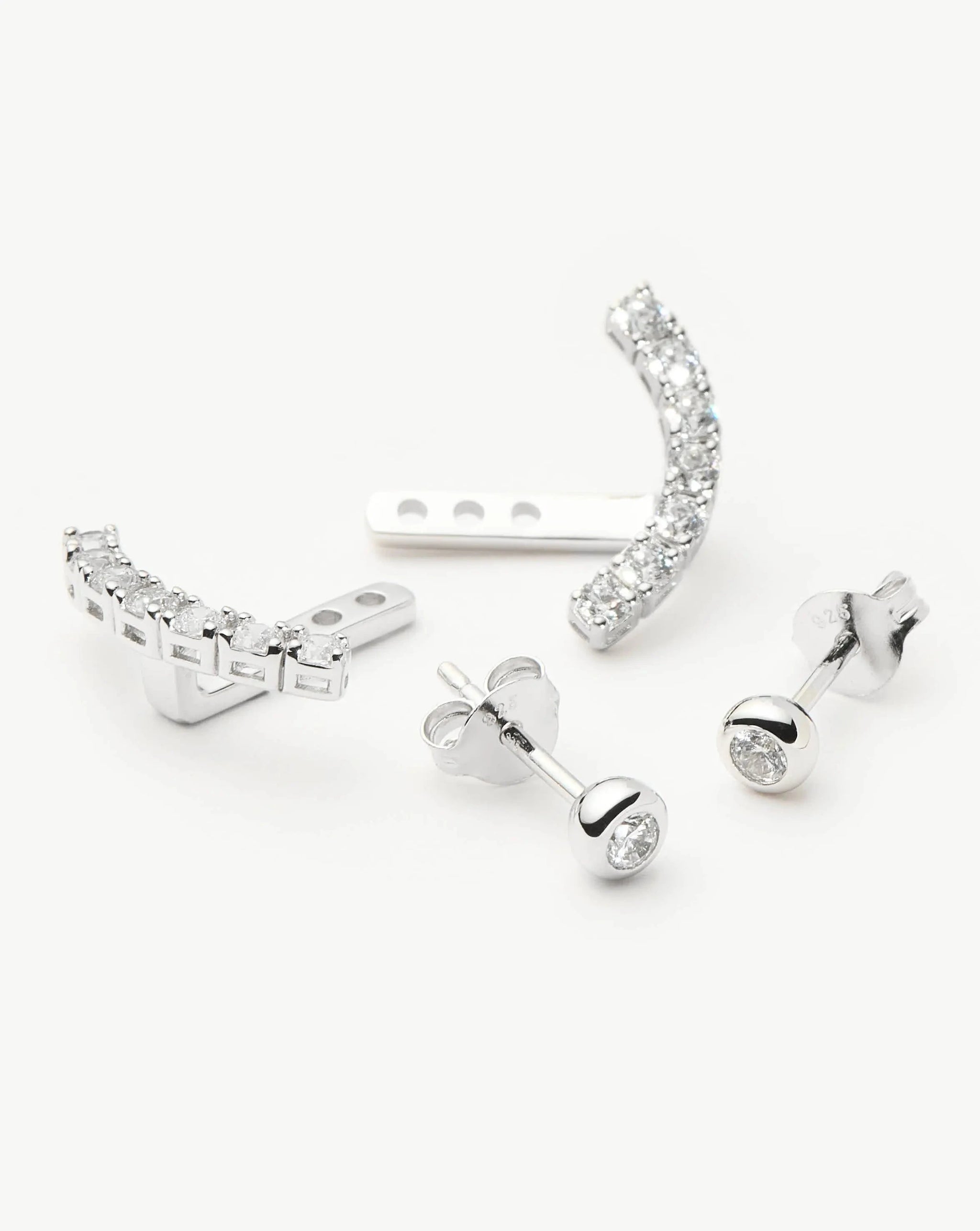 Tennis Ear Jacket Stud Earrings | Sterling Silver/Cubic Zirconia Earrings Missoma