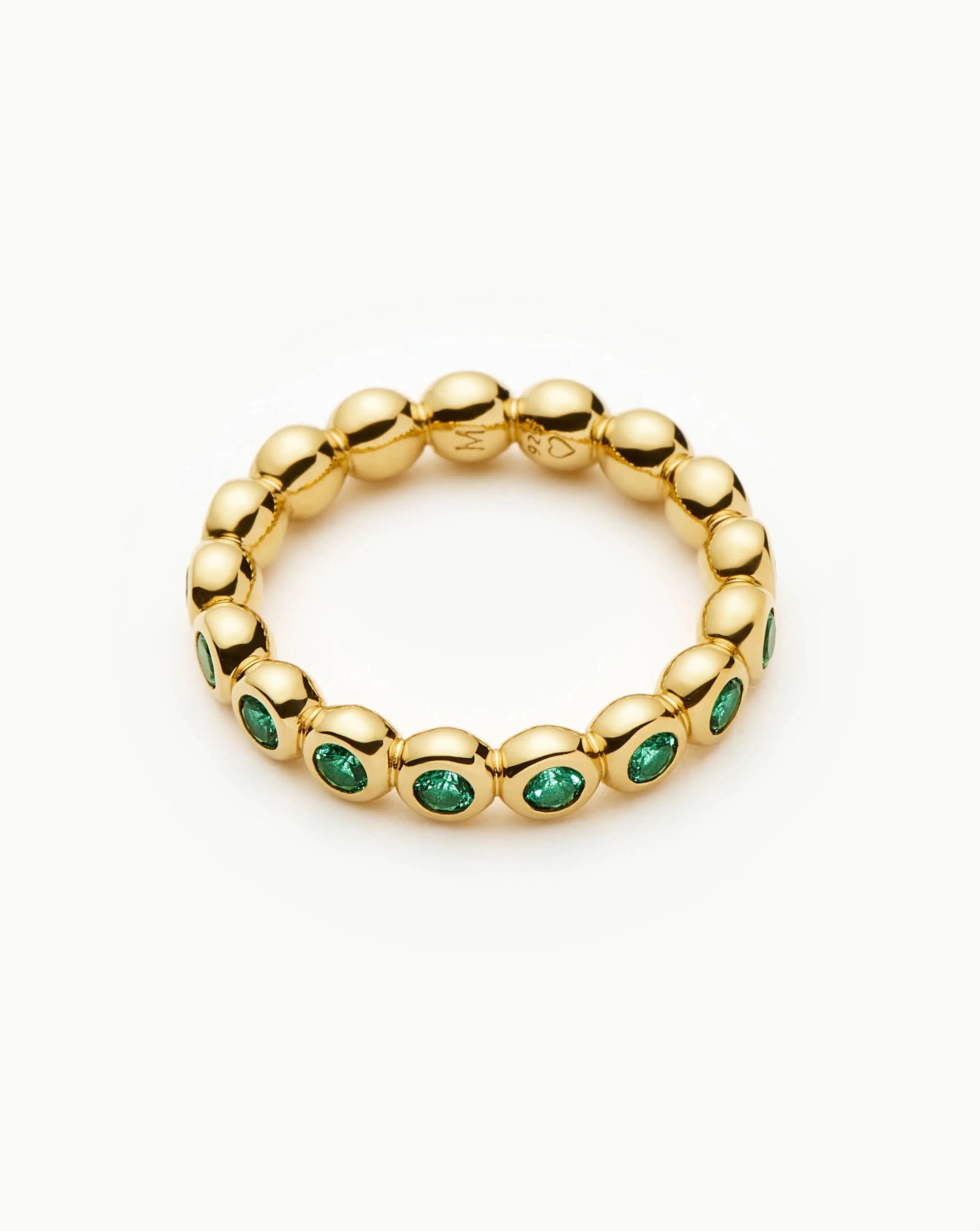 Tennis Eternity Stacking Ring | 18ct Gold Vermeil/Emerald Green Nano-crystal Rings Missoma