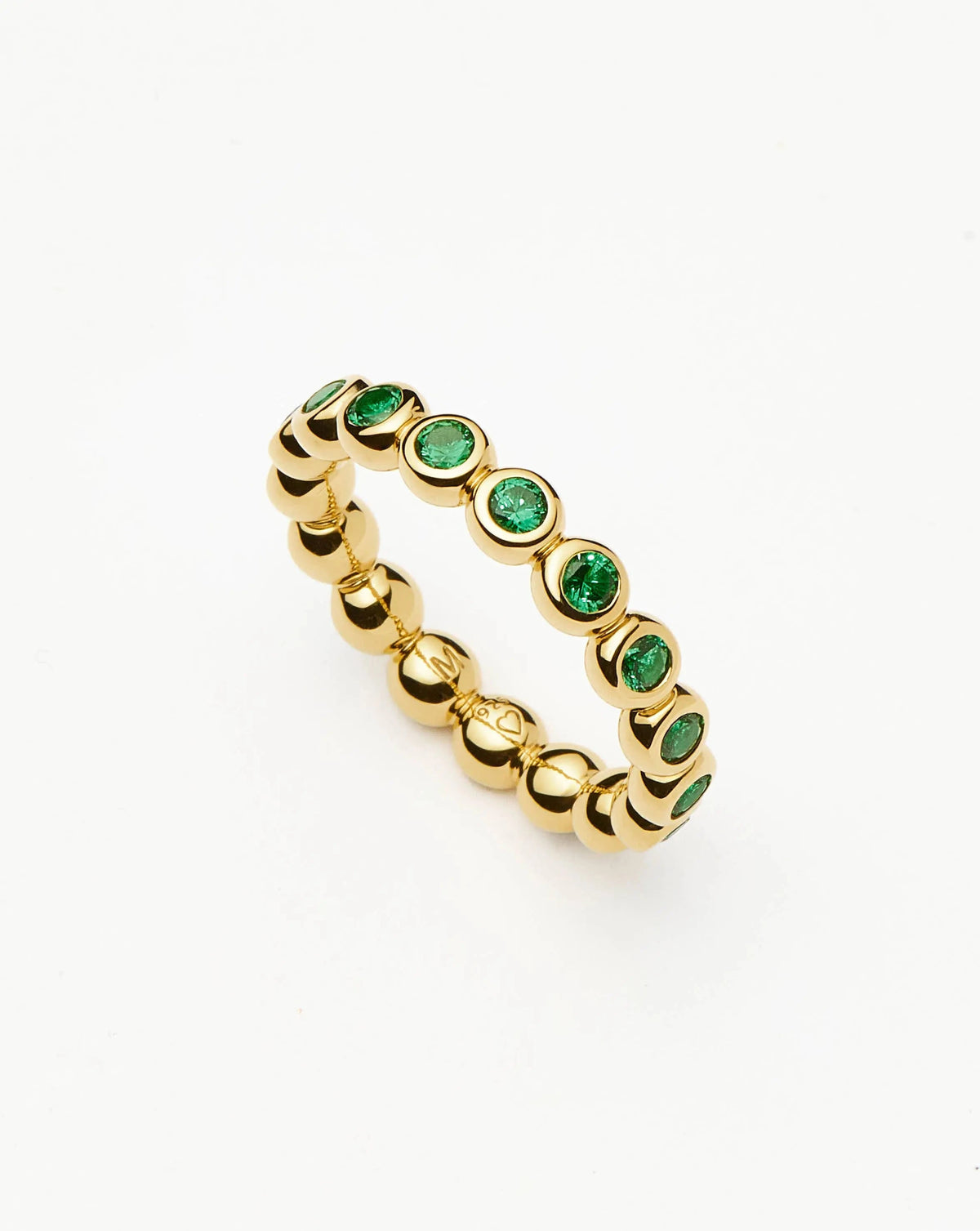 Tennis Eternity Stacking Ring | 18ct Gold Vermeil/Emerald Green Nano-crystal Rings Missoma