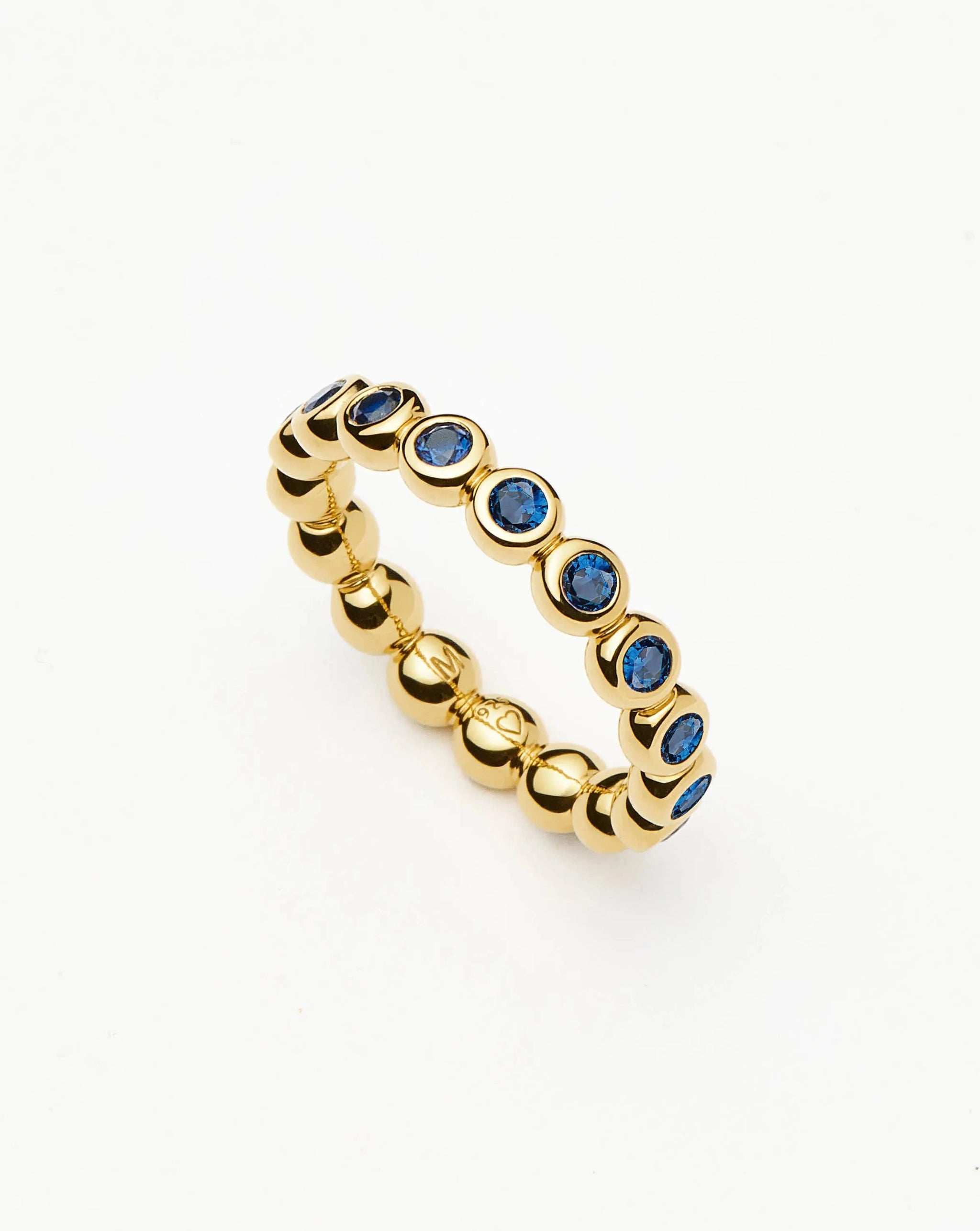 Tennis Eternity Stacking Ring | 18ct Gold Vermeil/Sapphire Blue Nano-crystal Rings Missoma