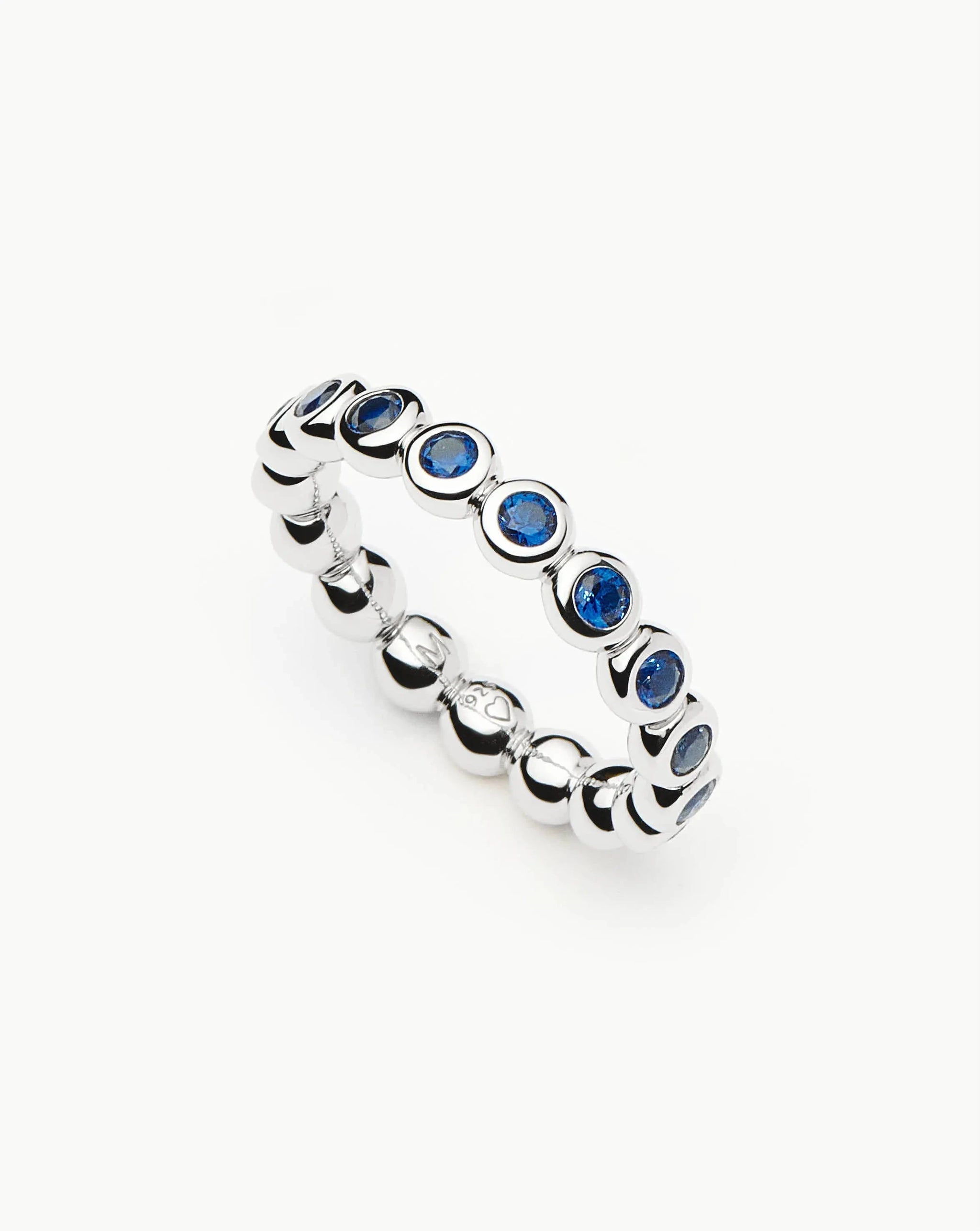 Tennis Eternity Stacking Ring | Sterling Silver/Sapphire Blue Nano-crystal Rings Missoma