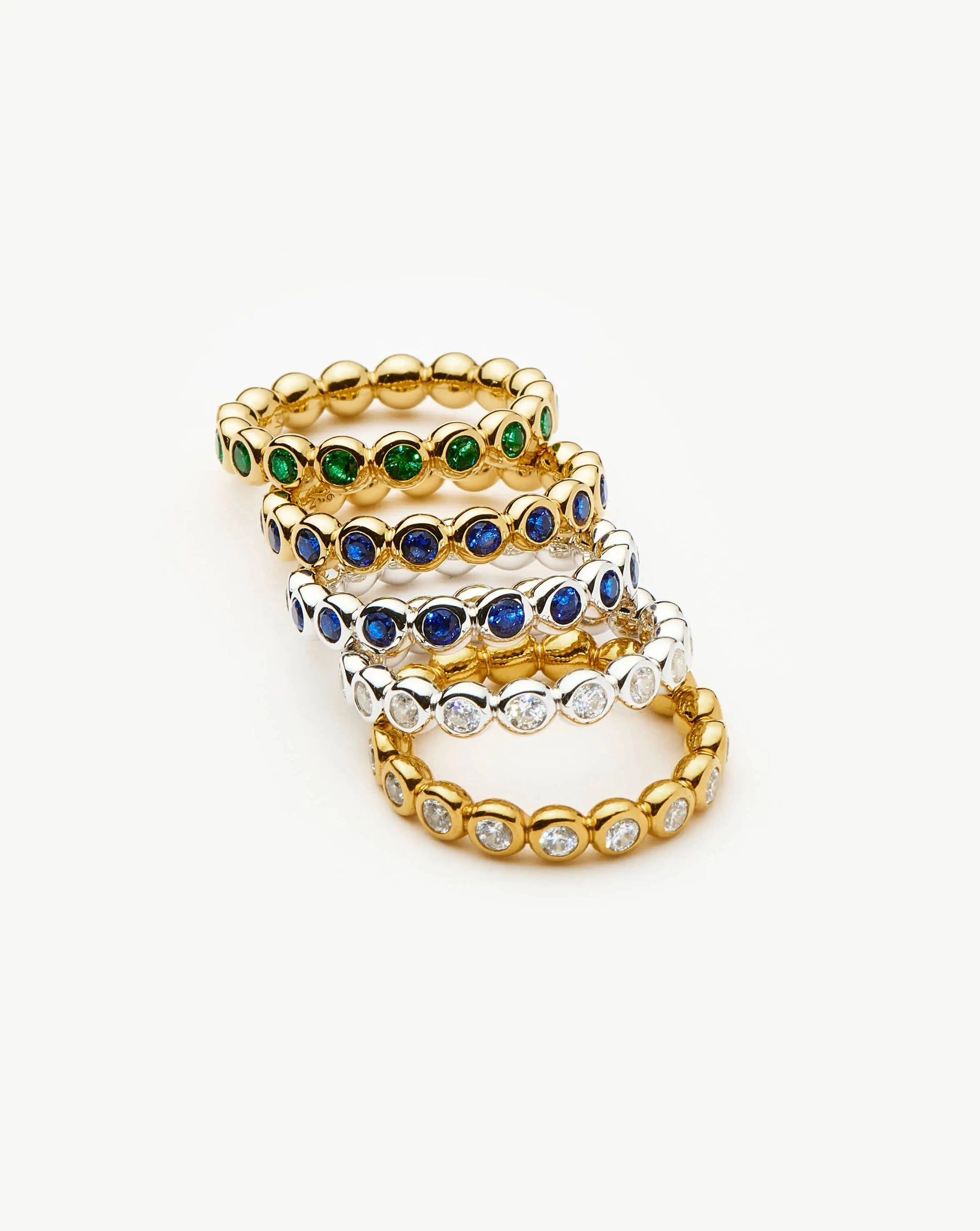 Tennis Eternity Stacking Ring | Sterling Silver/Sapphire Blue Nano-crystal Rings Missoma