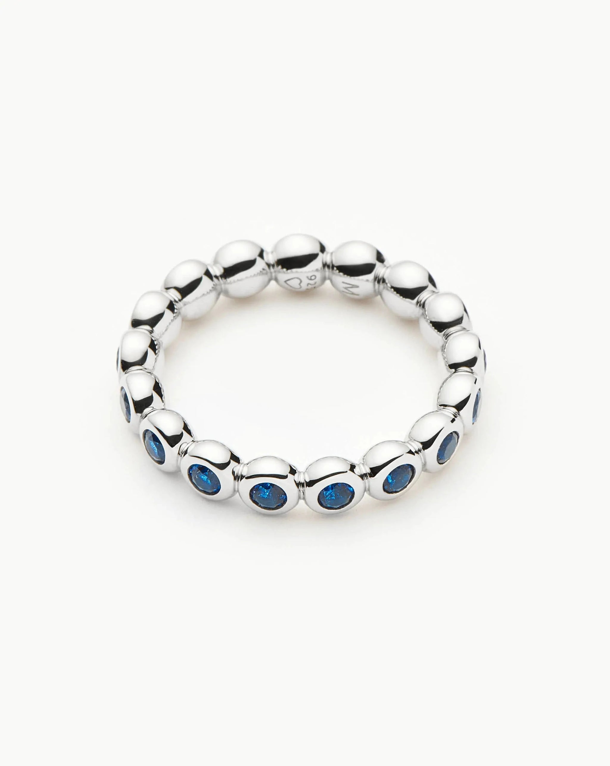 Tennis Eternity Stacking Ring | Sterling Silver/Sapphire Blue Nano-crystal Rings Missoma
