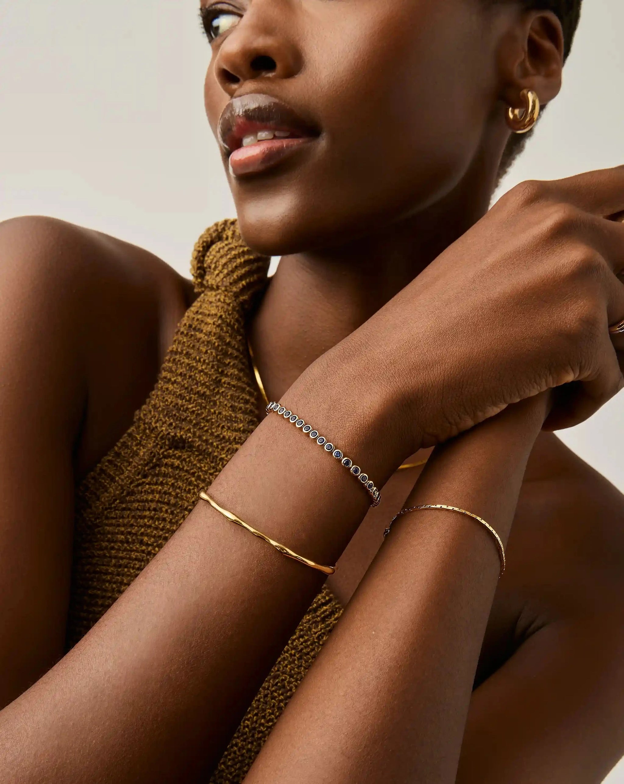 Tennis Round Bracelet | 18ct Gold Vermeil/Sapphire Blue Nano-crystal Bracelets Missoma
