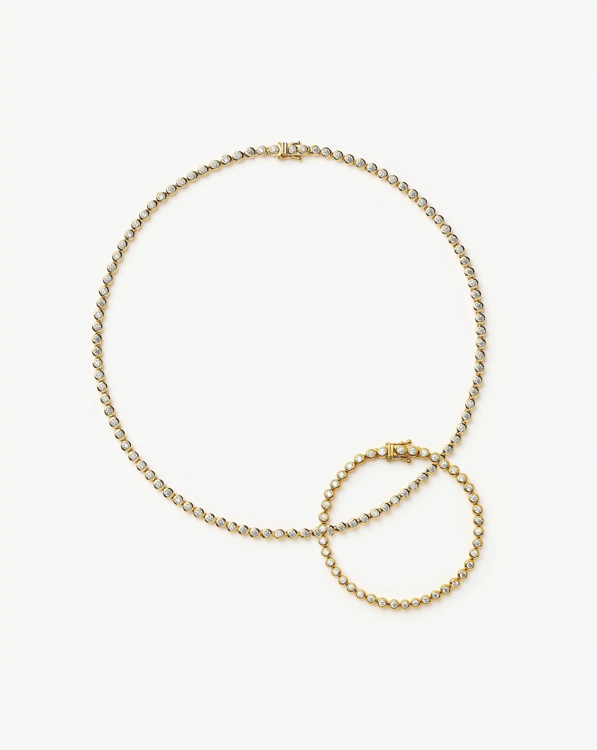 Tennis Round Necklace & Bracelet Set | 18ct Gold Plated/18ct Gold Vermeil/Cubic Zirconia Bracelets Missoma