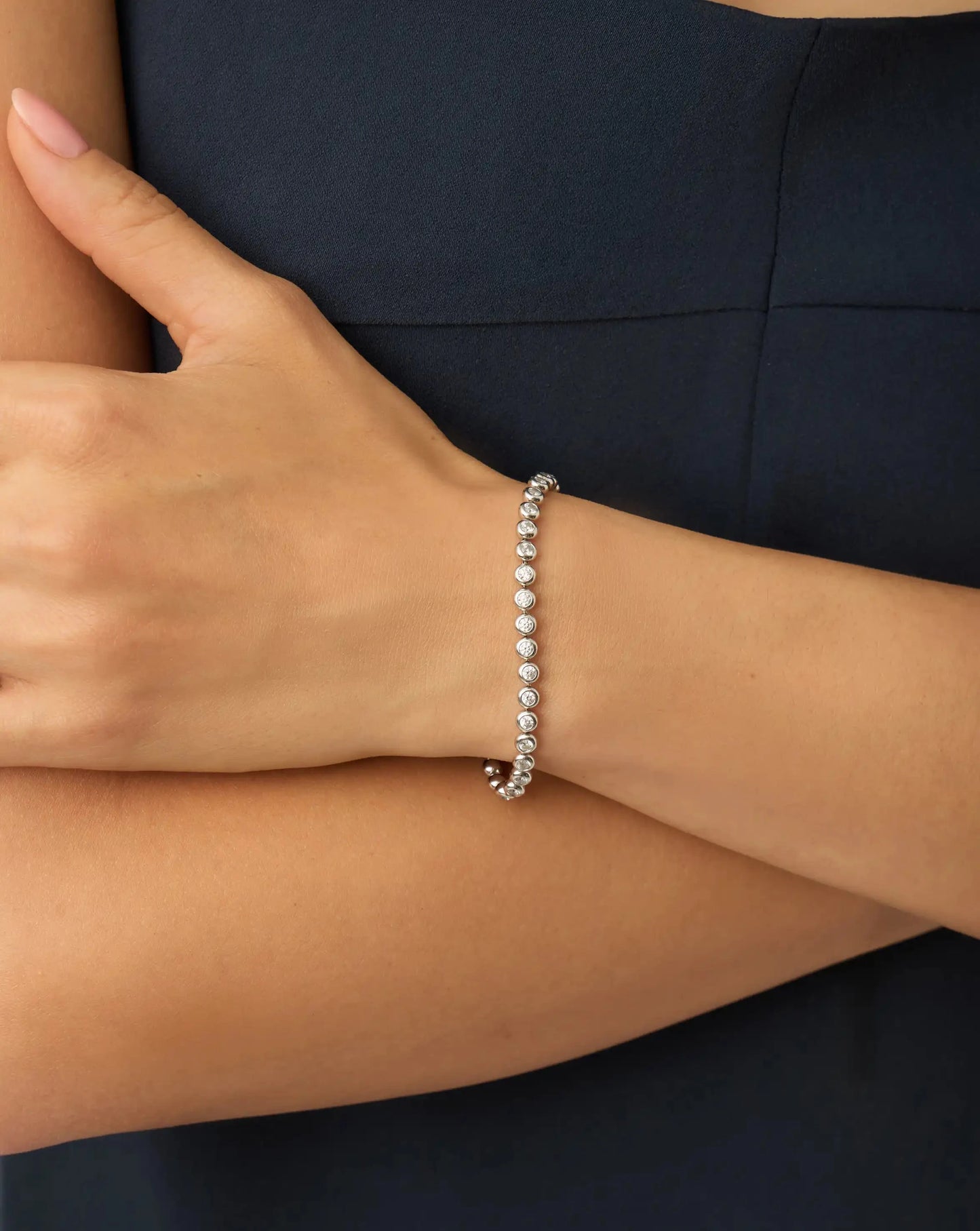 Tennis Round Necklace & Bracelet Set | Silver Plated/Sterling Silver/Cubic Zirconia Bracelets Missoma