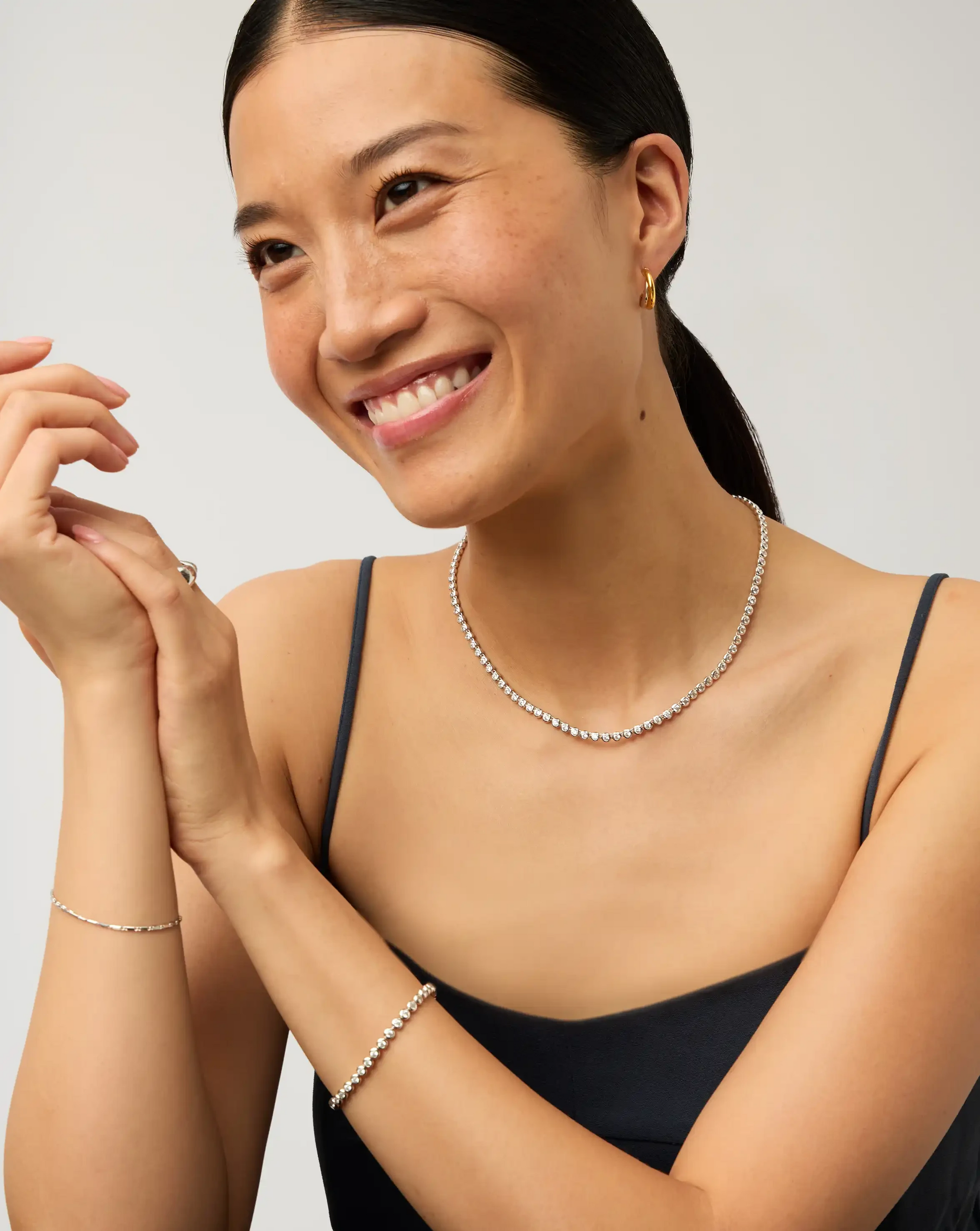 Tennis Round Necklace & Bracelet Set | Silver Plated/Sterling Silver/Cubic Zirconia Bracelets Missoma