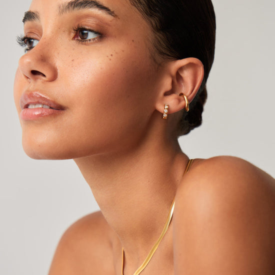 Tennis Small Hoop Earrings| 18ct Gold Vermeil Cubic Zirconia Earrings Missoma
