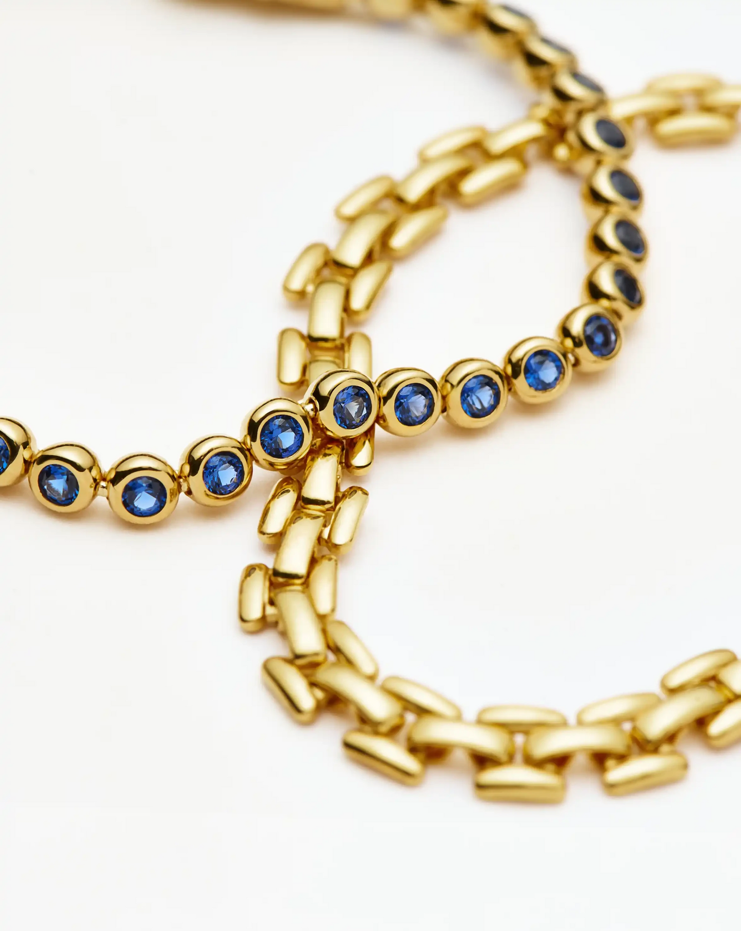 Tennis & Timepiece Bracelet Set | 18ct Gold Plated/18ct Gold Vermeil/Sapphire Blue Nano-crystal Bracelets Missoma