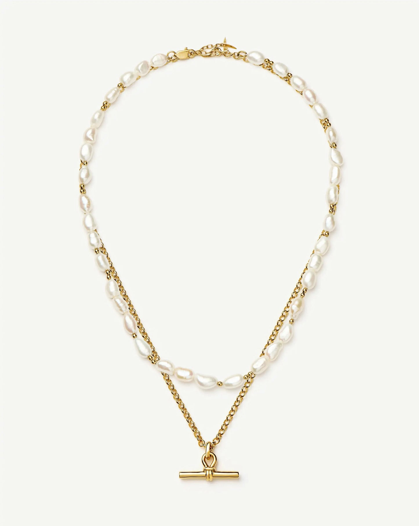 The Andy T-Bar Necklace Set | 18ct Gold Plated/Pearl Necklaces Missoma