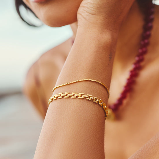 Timepiece & Cobra Snake Chain Bracelet Set | 18ct Gold Plated Bracelets Missoma