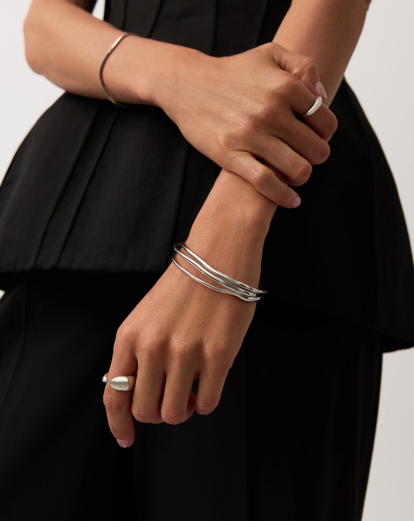 Trio Molten Ripple Bangle Bracelet Set | Sterling Silver Bracelets Missoma