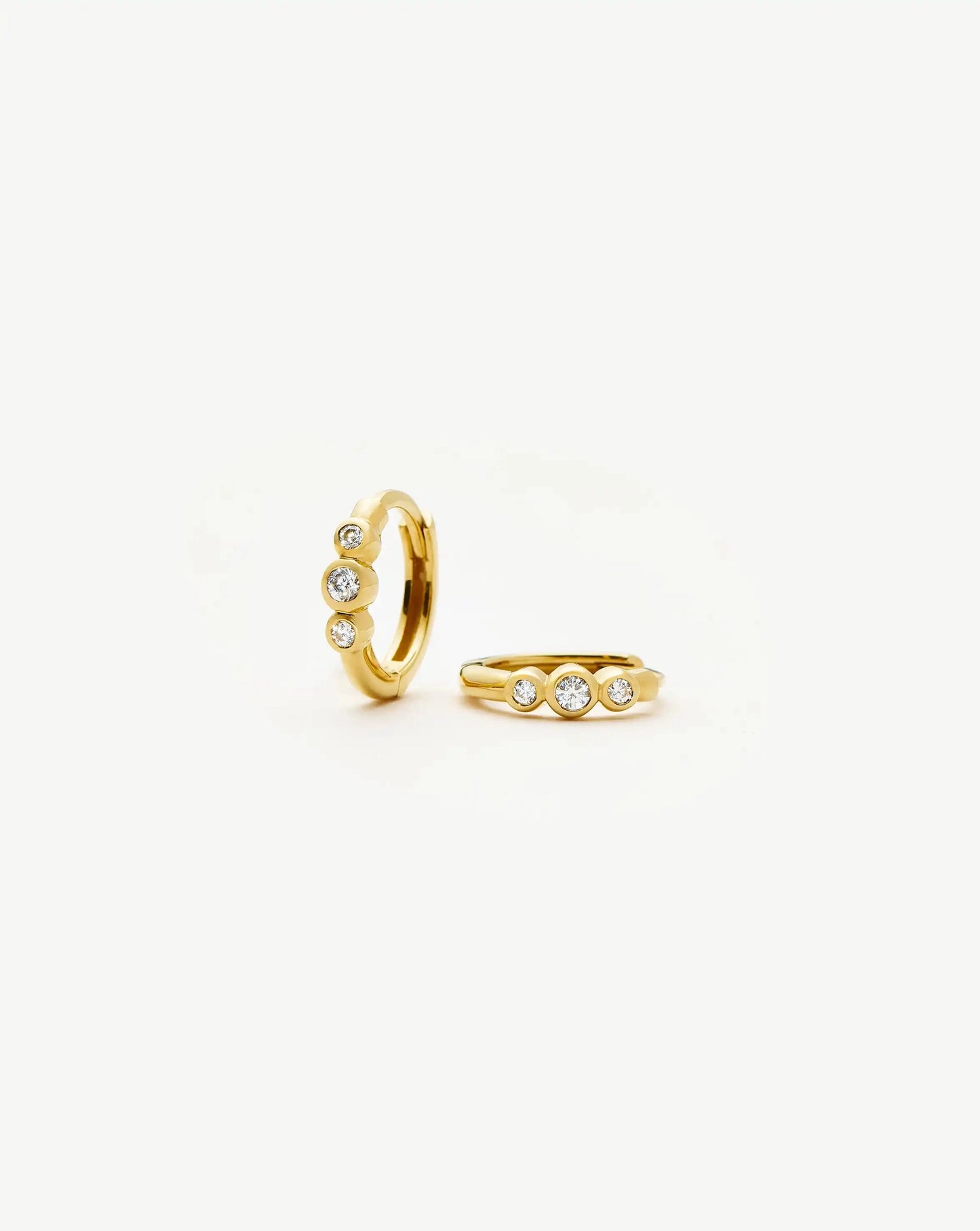 Triple Stone Small Hoop Earrings | 18ct Gold Plated Earrings Missoma