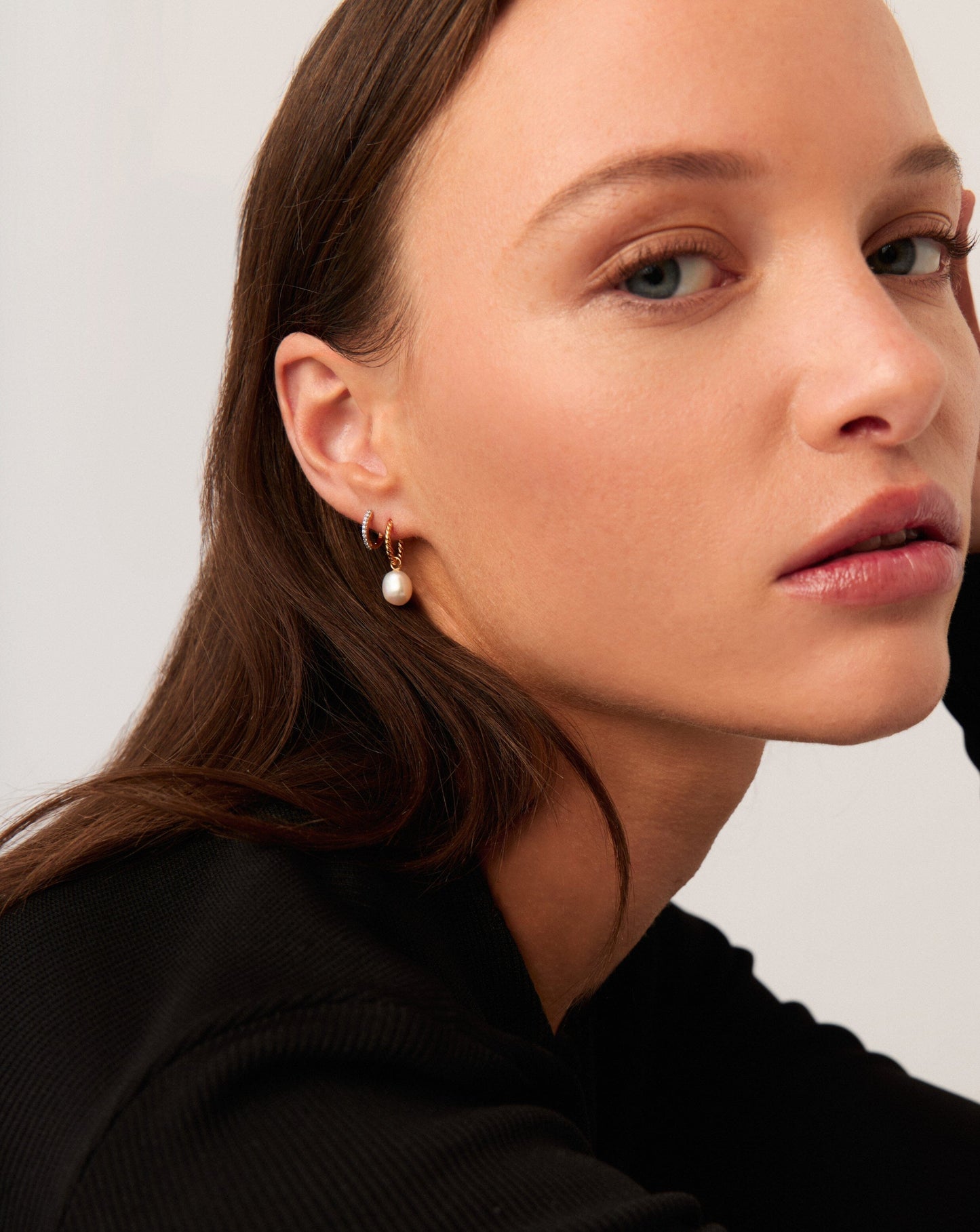 Twisted Pearl & Drop Hoop Earring Set | 18ct Gold Plated Vermeil/Pearl Set Missoma