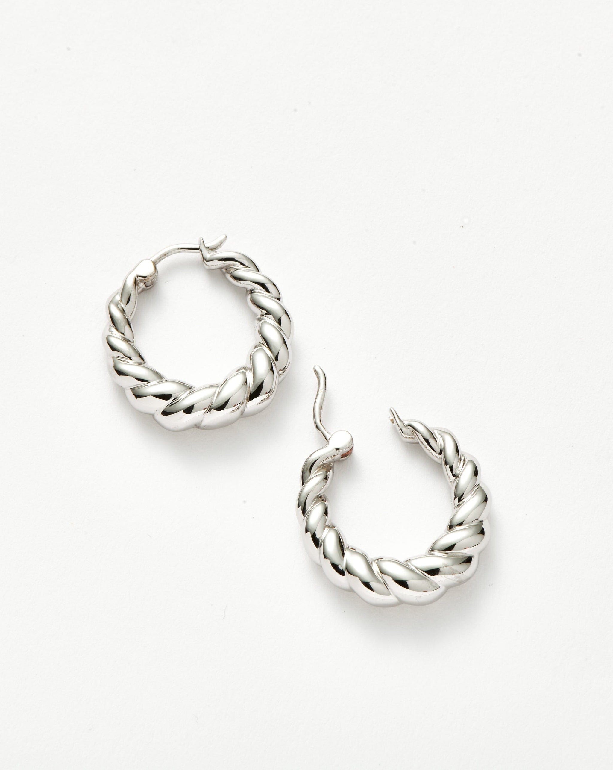 Twisted Tidal Medium Hoop Earrings | Rhodium Plating on Brass Earrings Missoma