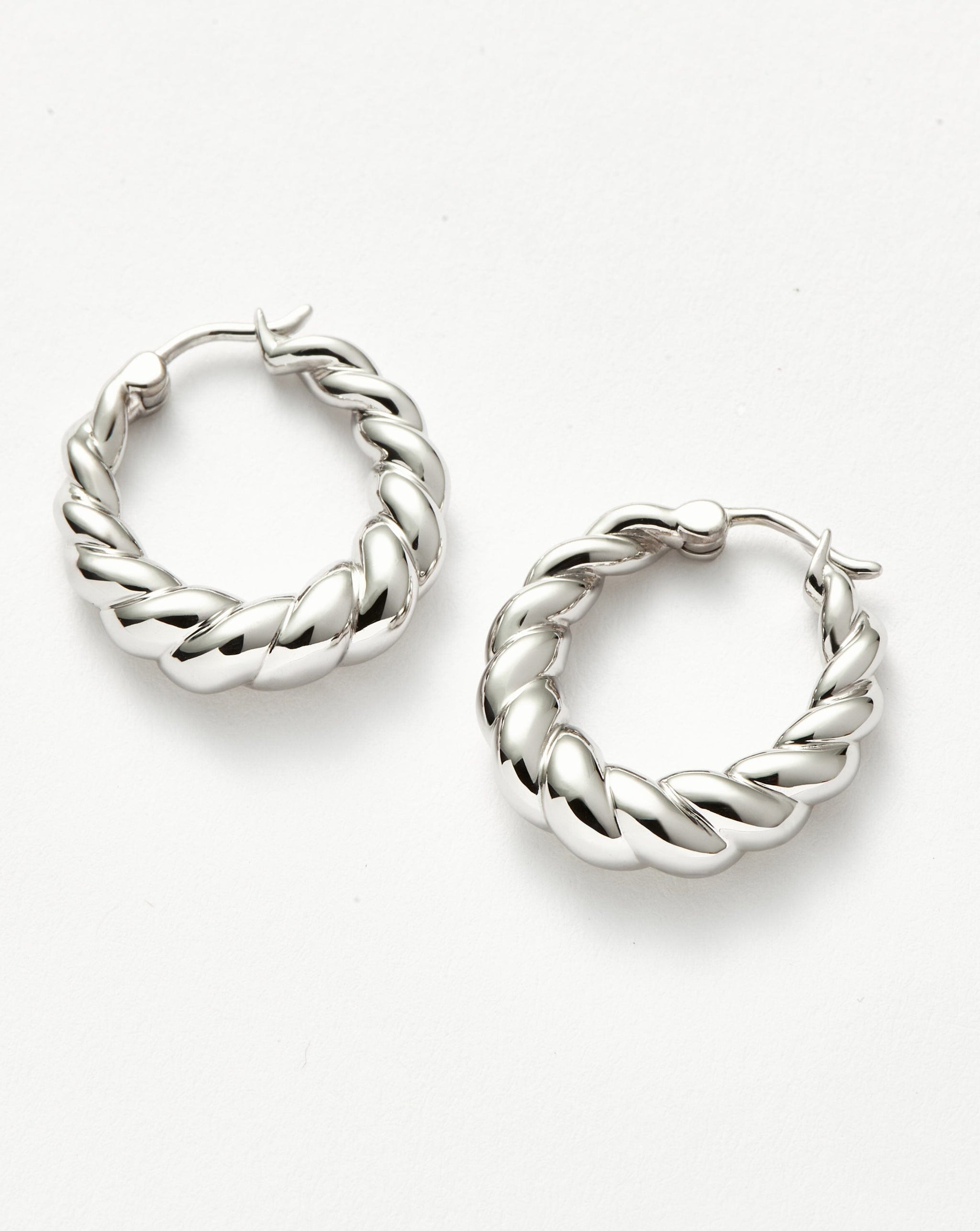 Twisted Tidal Medium Hoop Earrings | Rhodium Plating on Brass Earrings Missoma