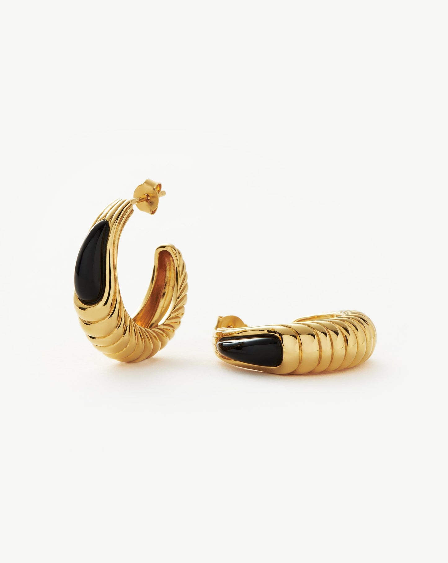 Wavy Ridge Gemstone Medium Hoop Earrings Earrings Missoma