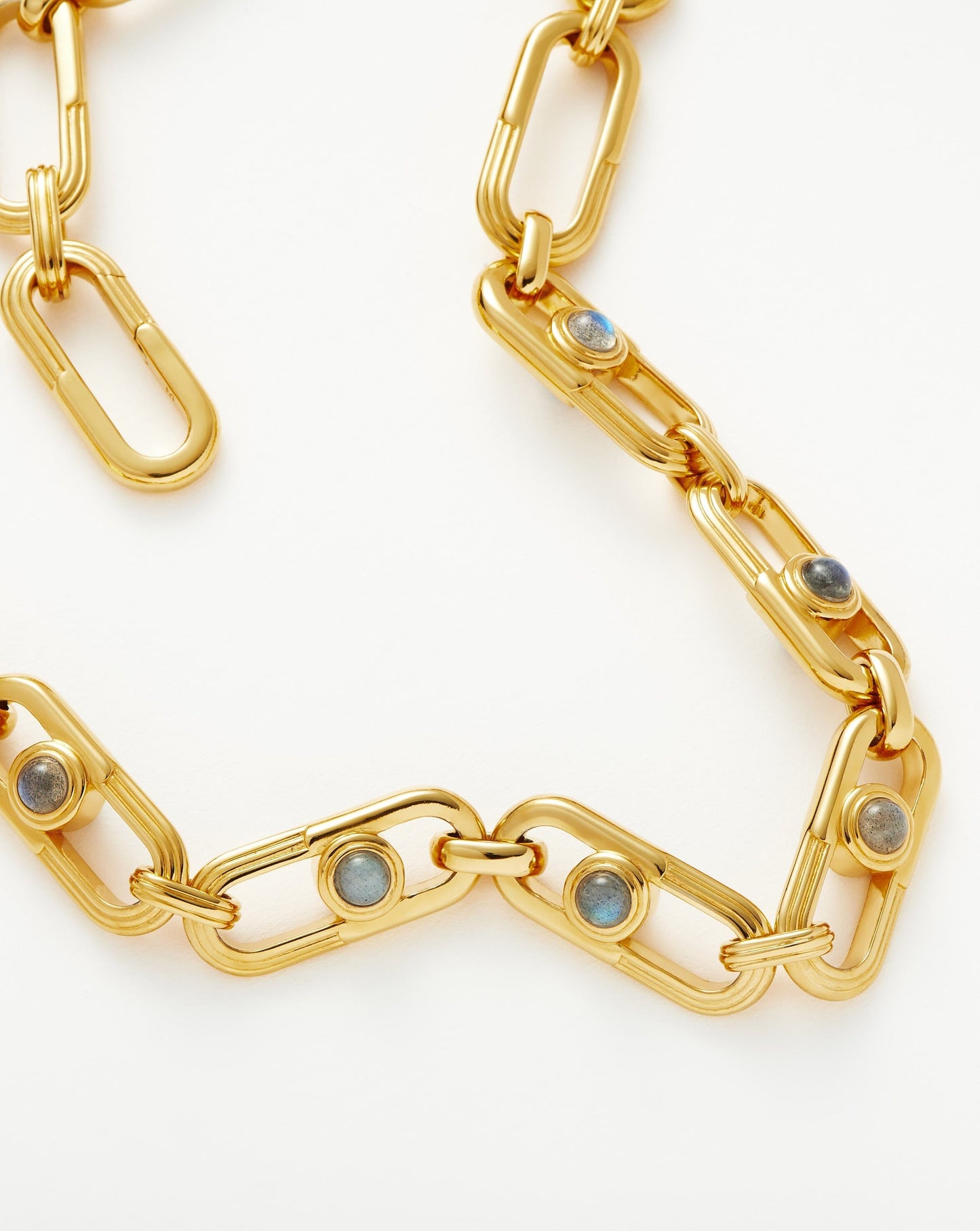 Zenyu Link Gemstone Chunky Chain Choker | 18ct Gold Plated/Labradorite Necklaces Missoma