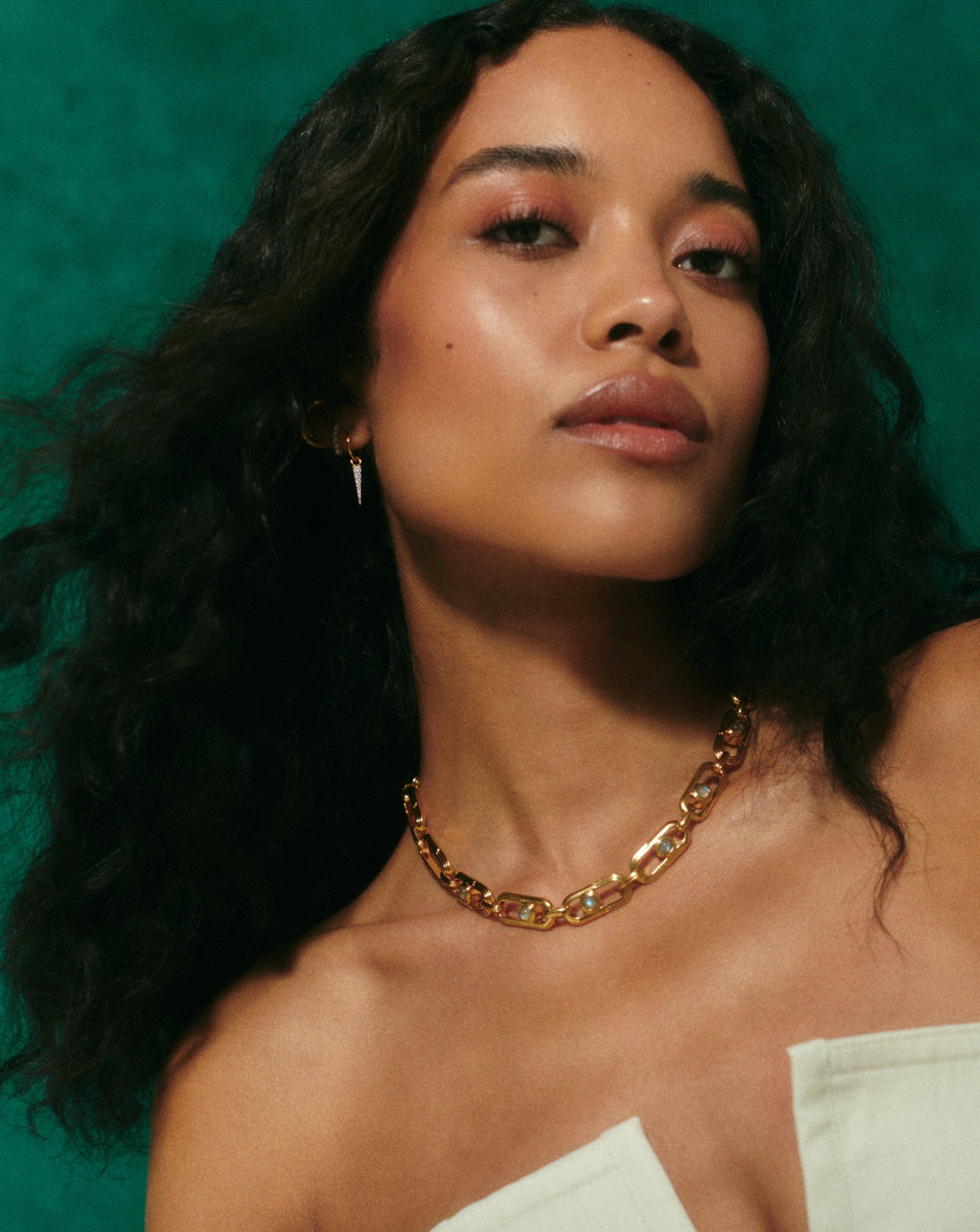 Zenyu Link Gemstone Chunky Chain Choker | 18ct Gold Plated/Labradorite Necklaces Missoma