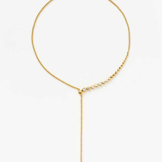 Articulated Beaded Stone Slider Lariat Necklace | 18ct Gold Plated Vermeil/Cubic Zirconia Necklaces Missoma