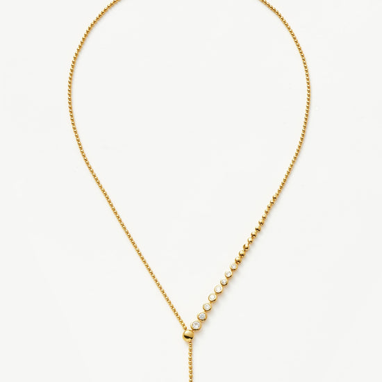 Articulated Beaded Stone Slider Lariat Necklace | 18ct Gold Plated Vermeil/Cubic Zirconia Necklaces Missoma