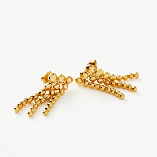 Articulated Beaded Waterfall Stud Earrings | 18ct Gold Plated Vermeil Earrings Missoma