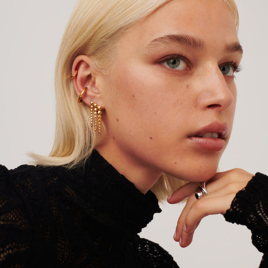 Articulated Beaded Waterfall Stud Earrings | 18ct Gold Plated Vermeil Earrings Missoma