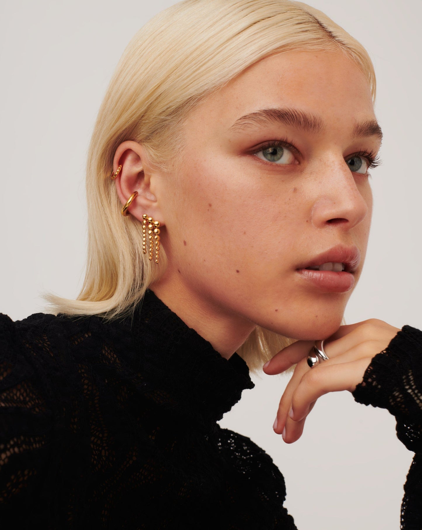 Articulated Beaded Waterfall Stud Earrings | 18ct Gold Plated Vermeil Earrings Missoma