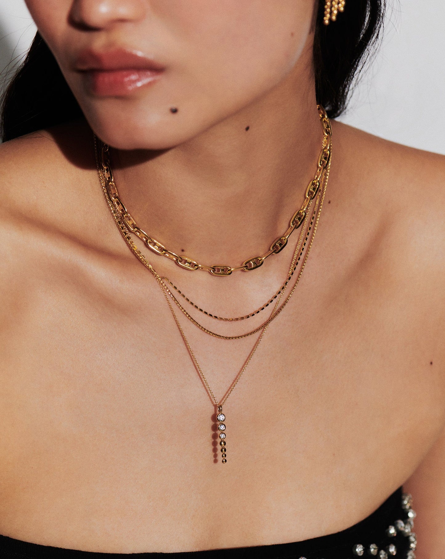 Articulated Reversible Beaded Stone Drop Pendant Necklace | 18ct Gold Plated Vermeil/Cubic Zirconia Necklaces Missoma