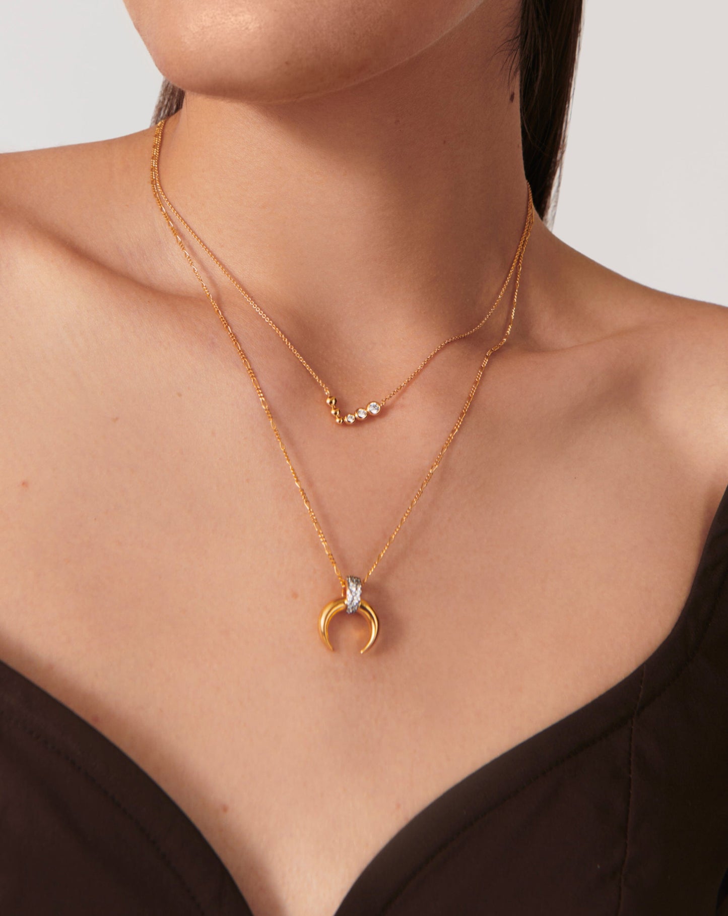 Articulated Reversible Beaded Stone Floating Necklace | 18ct Gold Plated Vermeil/Cubic Zirconia Necklaces Missoma