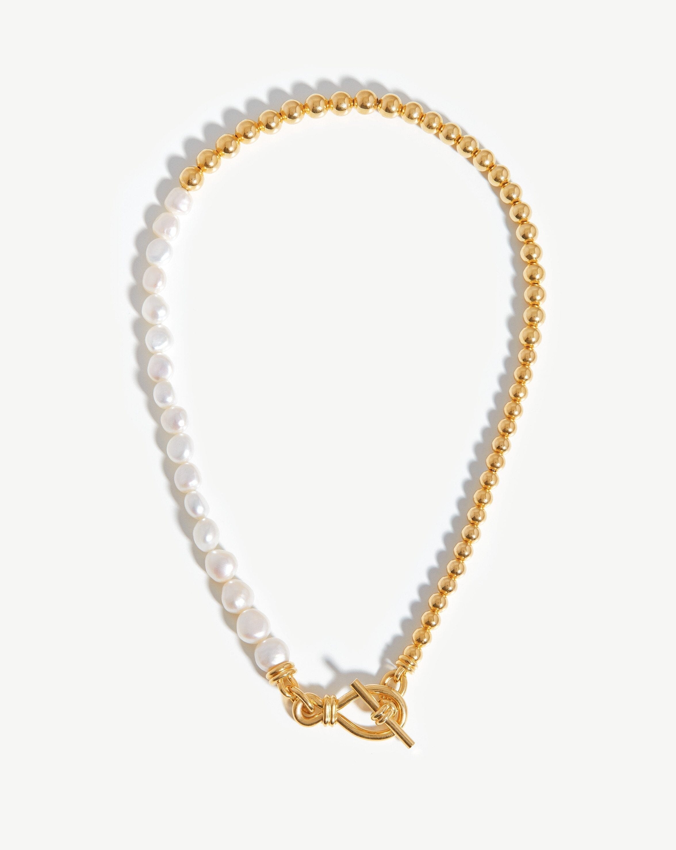Baroque Pearl Beaded T Bar Necklace 18ct Gold Plated Pearl Missoma