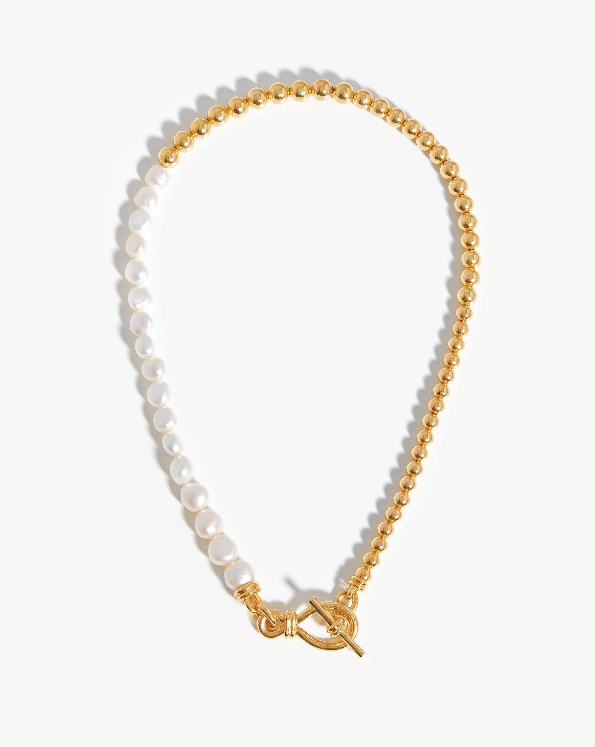 Baroque Pearl Beaded T-Bar Necklace | 18ct Gold Plated/Pearl Necklaces Missoma 