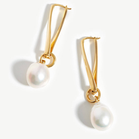 Baroque Pearl Twisted Drop Earrings | 18ct Gold Plated/Pearl Earrings Missoma