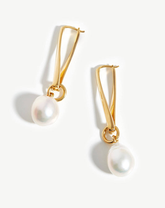 Baroque Pearl Twisted Drop Earrings | 18ct Gold Plated/Pearl Earrings Missoma