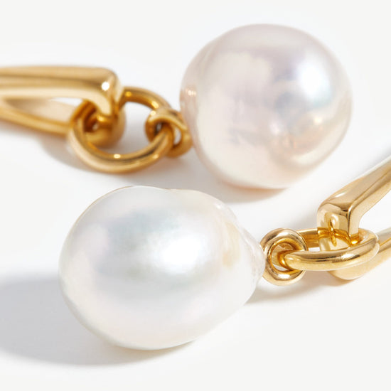 Baroque Pearl Twisted Drop Earrings | 18ct Gold Plated/Pearl Earrings Missoma