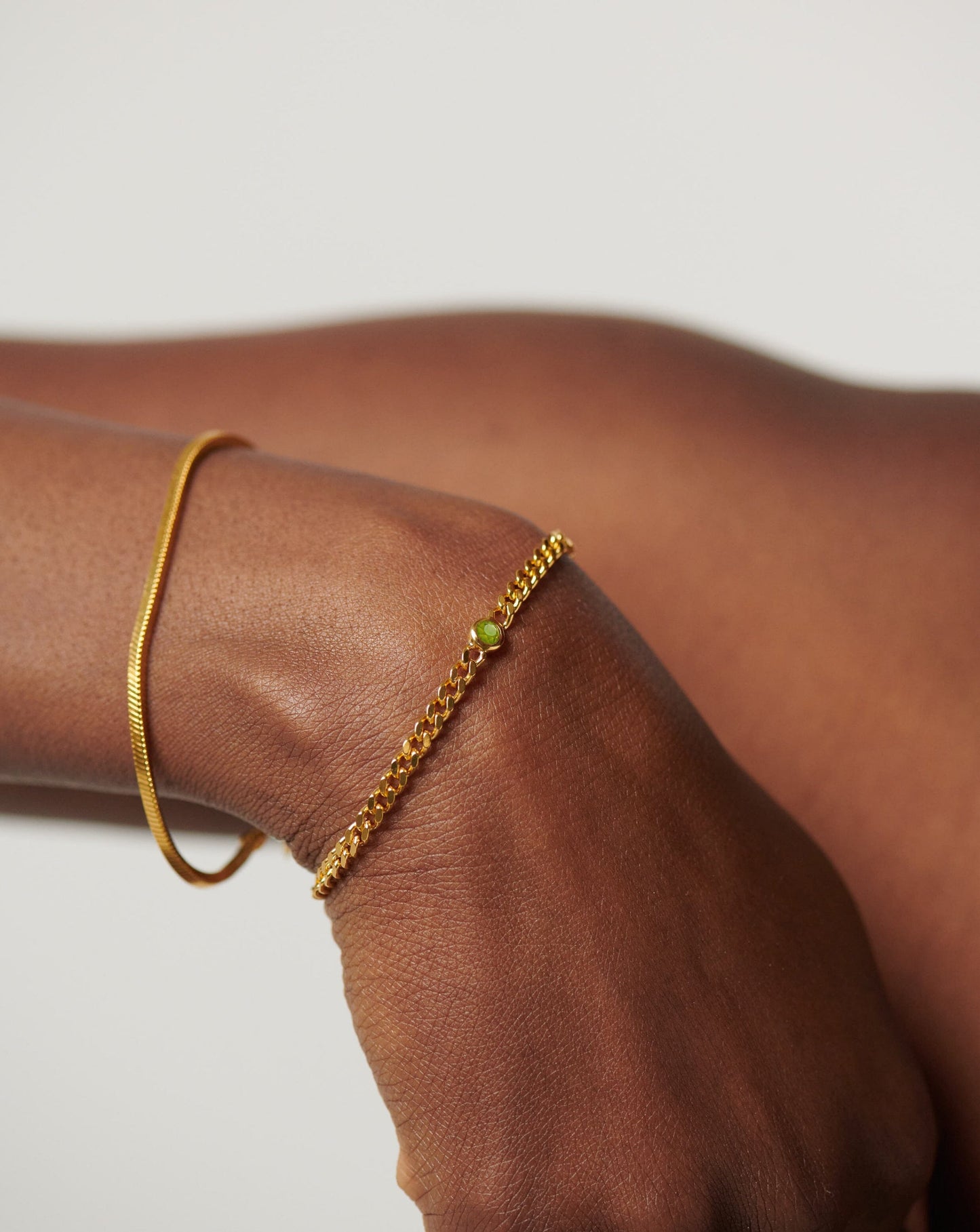 Birthstone Chain Bracelet - August | 18ct Gold Plated Vermeil/Peridot Bracelets Missoma